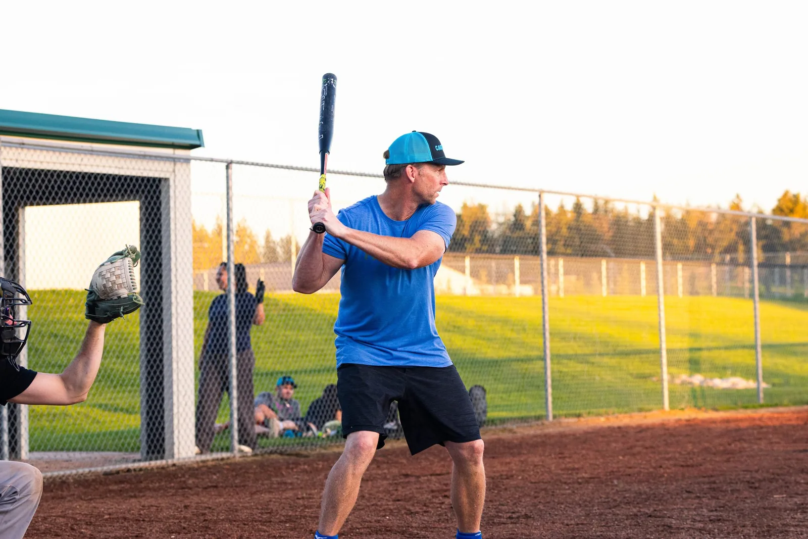 A batter at the plate during a Clymont Funball game