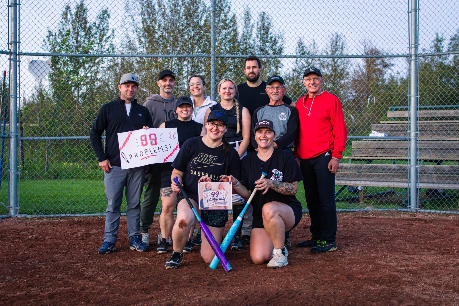 A Funball team posing together after a game